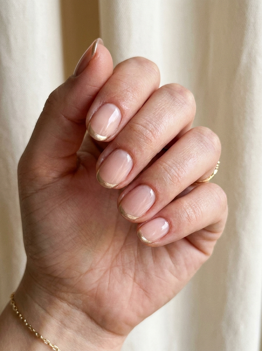 Champagne Gold Micro French als Herbst Beauty Trends Inspiration 2026